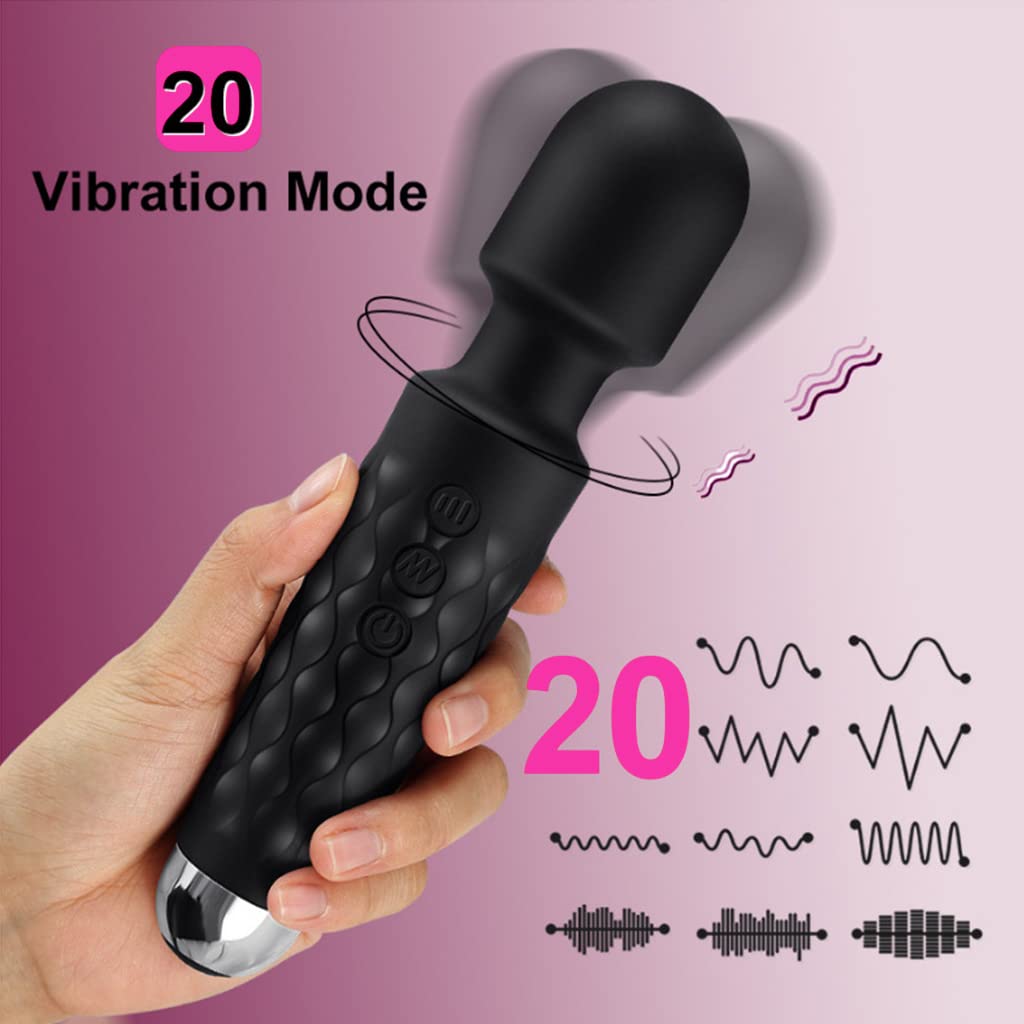 ZIBUYU Body Massager for Women, Men with 8 Powerful Speeds and 20 Vibrating Patterns, Waterproof Wireless Handheld Massager for Pain Relief, Flexible Head for Back Neck Shoulder Massage