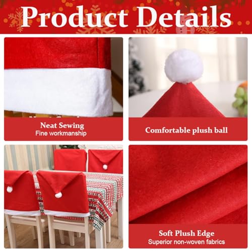 HASTHIP Christmas Chair Cover Set of 6 Christmas Sock Cutlery Holder for Table Christmas Hat Dining Christmas Chair Cover Universal, Christmas Decorations Items, 12pcs
