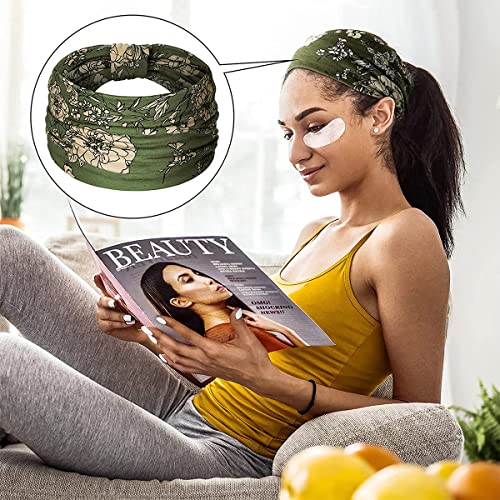 Optifit® Wide Headbands for Women Boho Bandeau Bands Workout Wraps Stretch No Slip Hair Pack of 4 Gorgeous 2PCS