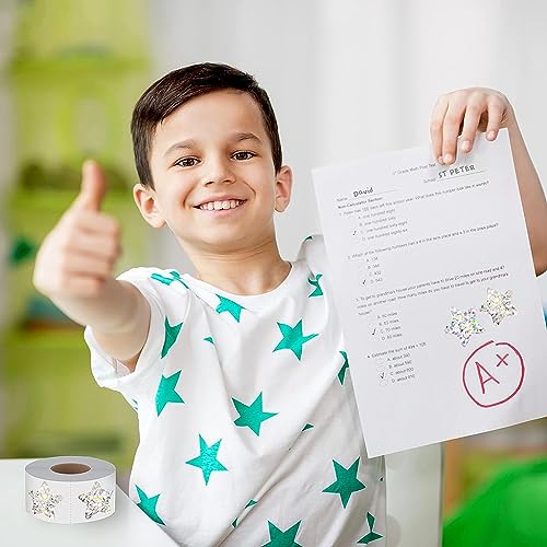 HASTHIP® 500PCS Holographic Glitter Star Stickers 1 inch 2.5cm Self Adhesive Small for Reward Charts Incentive Sparkly Kids Teachers School Office