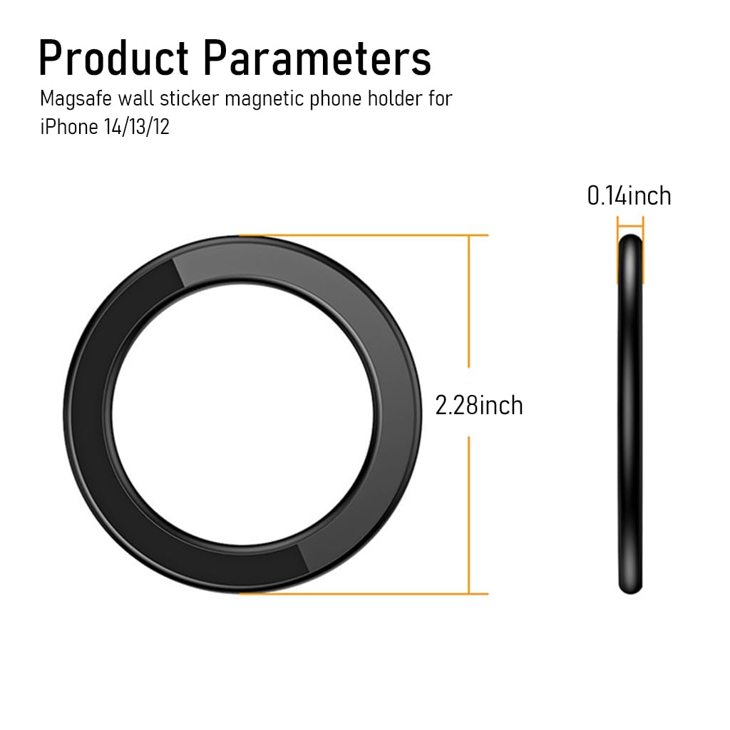 ZORBES for MagSafe Ring Wall Mount Magnetic Mobile Ring Holder for iPhone 15/14/13/ 12 Pro Max Plus with Mag-Safe Case Slim Adhensive Magnetic Phone Ring Holder Magnetic Phone Grip Holder Phone Ring