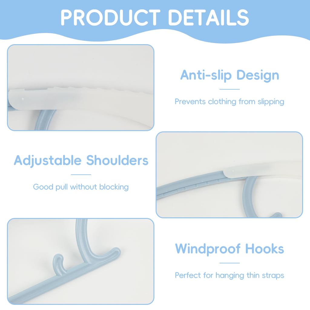 HASTHIP 20 Pack Baby Nursery Closet Hangers, Ultra-Thin Non-Slip Laundry Infant Pant Hangers for Newborn Clothes - Colorful Gifts - Adjustable Children Coat Hanger for Girl Boy Toddler Kids Child