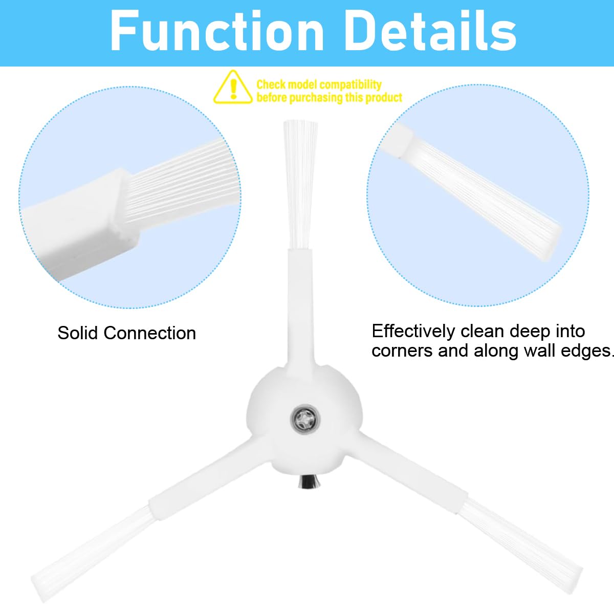 Verilux 3pcs Mi Robot Side Brushes Anti-tangle Replacement MI Robot Side Brushes for MJST1S/Mop2 Lite Vacuum Cleaner Floor Sweeper Accessories