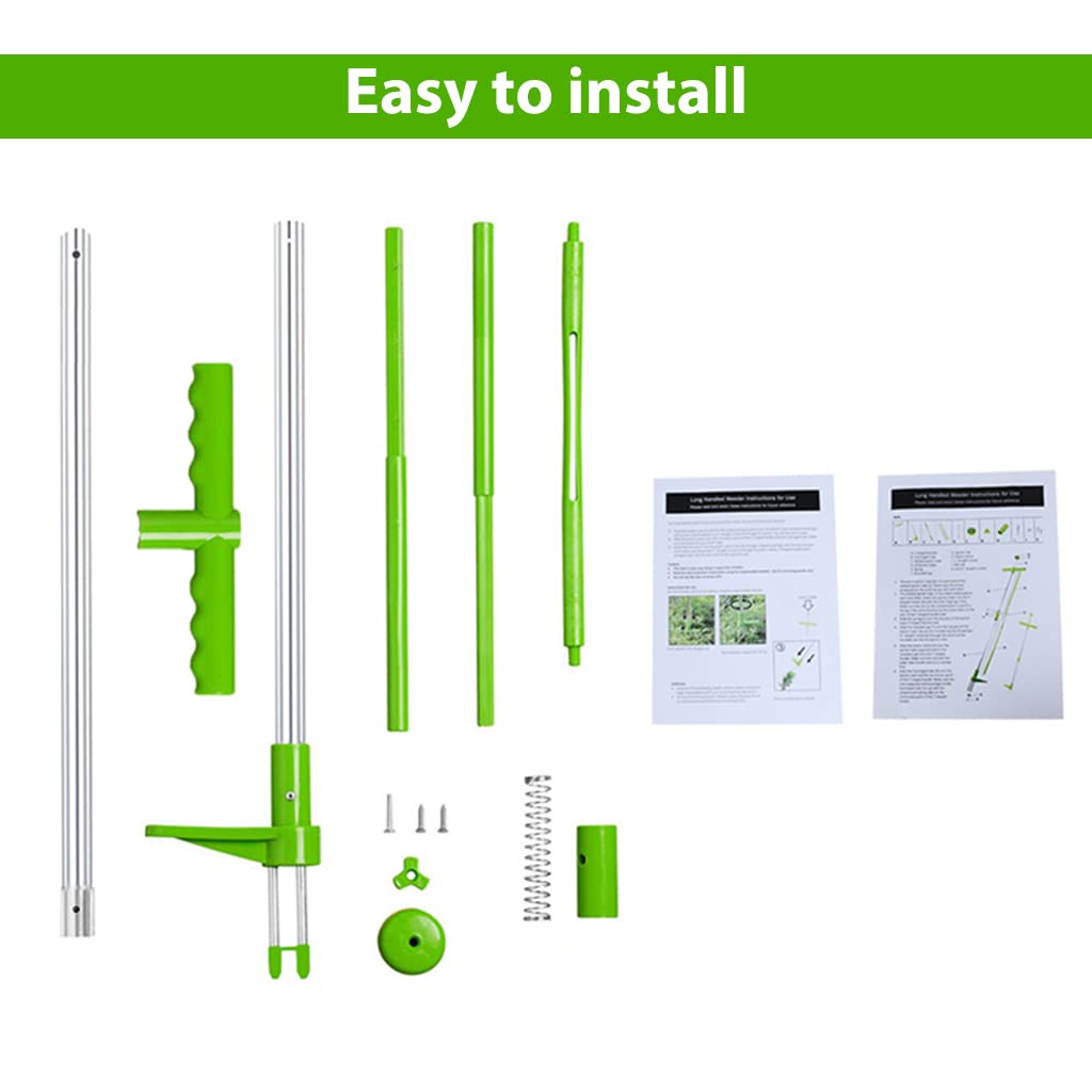 Proberos Stand Up Weeder Hand Tool, Long Handle Garden Weeding Tool Steel 3-Claws Weeder Hand Tool, Hand Weed Puller, Twist to Catch, Press to Release, Manual Weed Puller for Lawn, Garden