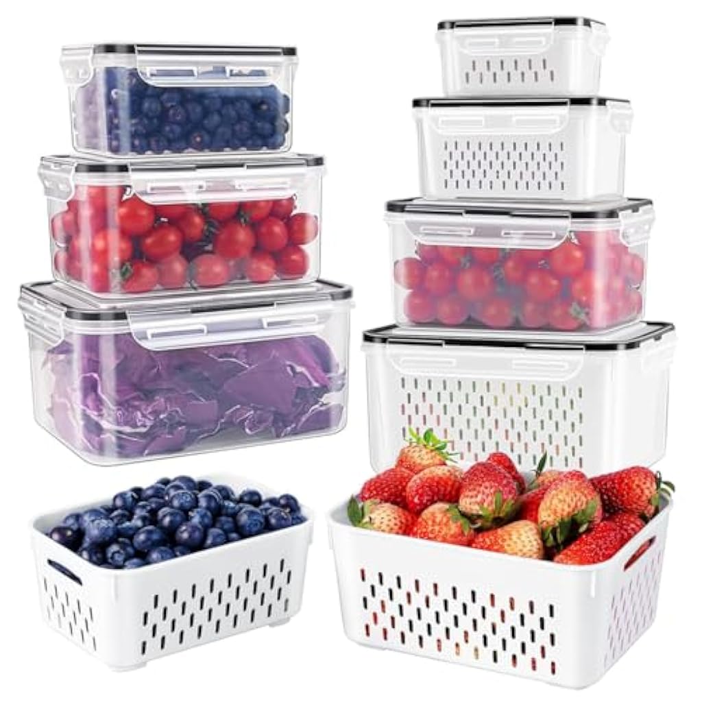 Supvox Produce Vegetable Saver Container with Lid Colander Vent