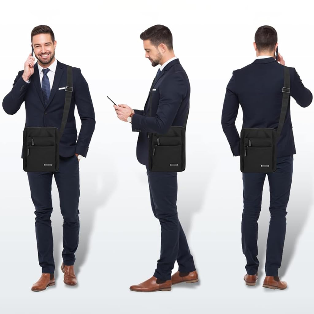 GUSTAVE Men Shoulder Bag Crossbody Man Bag Oxford Cloth Men's Bag Casual Messenger Bag for Men Side Satchel Bag for Working Shopping Business Travel, 25x20x7cm