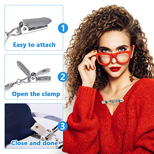 SANNIDHI 4Pcs Sweater Cardigans Clips Shawl Clips Creative Retro Metal Rhinestone Dress Shirt Collar Clips Clasps for Women, Back Cinch Clip for Clothing
