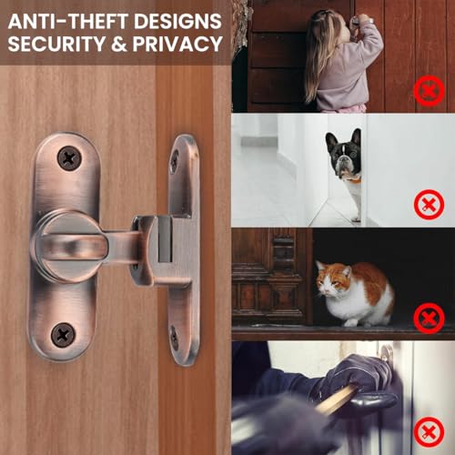 HASTHIP® Door Latch Lock 90 Degree Gate Rugged Zinc Alloy No Drill Security for Closet Cabinet 2PCS