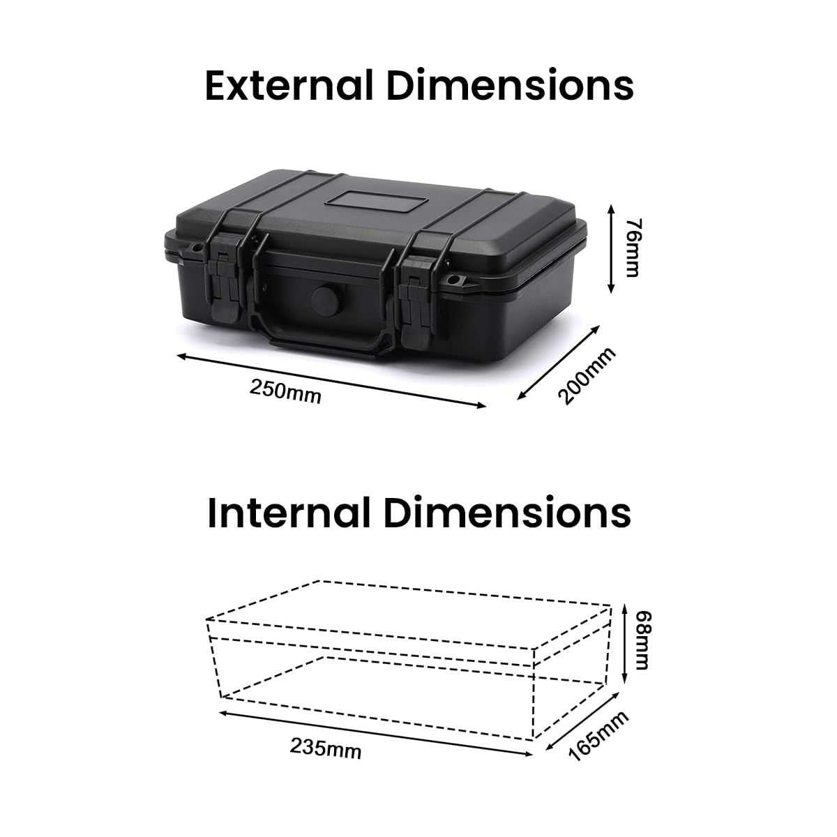 Serplex® Waterproof Hard Carry Case Bag Tool Case With Pre-cut Sponge Storage Box Safety Shockproof Organizer Hardware Tool Box Empty Hard Case for Jewelry, Camera Accessories, Electronics