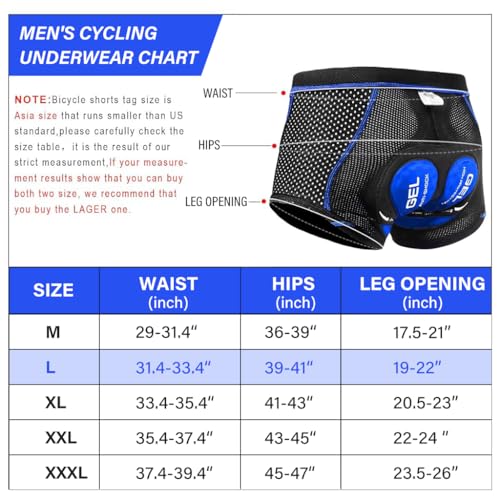Proberos Men's Cycling Shorts 3D Padded Cycling Pants for Men High Stretchy Sport Pants Breathable Quick Dry Cycling Pants Outdoor Shorts Pants (Size, L, Blue)