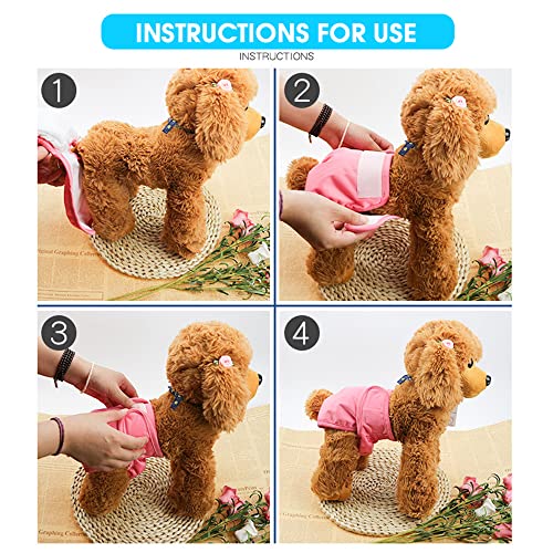 Qpets® Diaper for Dogs Female, 2 Pack Pet Use Soft Reusable Dog Diapers, 160ml Water Absorbption Comfort Doggy for Dogs & Puppy (L, Recommended Waist 19-27 inch) 2PCS
