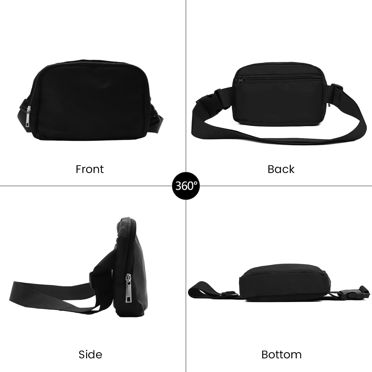 GUSTAVE Mini Waist Bag for Men & Women, Square Fanny Pack for Women Lightweight Shoulder Chest Pack Waist Pouch with Adjustable Strap for Work, Running, Hiking, Travel
