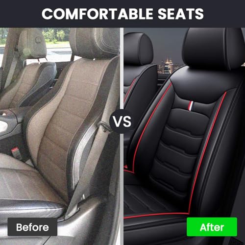 STHIRA® 1 Piece PU Leather Car Seat Cover Single-Seat Protector with Backside Storage Pouches
