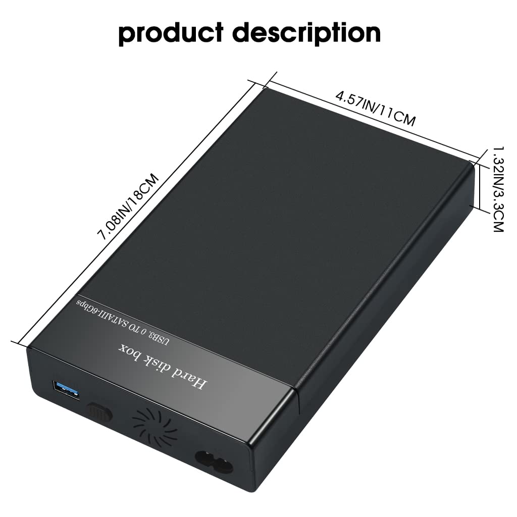 Verilux Hard Disk Case HDD SSD Enclosure SATA to USB 3.0 SSD Case M.2 SSD Enclosure HDD Case for 3.5 inch/2.5 inch Hard Drive Disk, HDD Enclosure for SATA I/II/III HDD SSD, Up to 10TB Support UASP