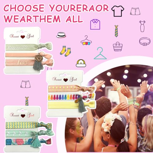 PALAY 9Pcs Hair Rubber Bands for Women Cute Print Elastic Hair Tie Knotted Ponytail Holders Used As Friendship Best Friend Bracelets Hair Accessories for Women and Girls Birthday Gifts