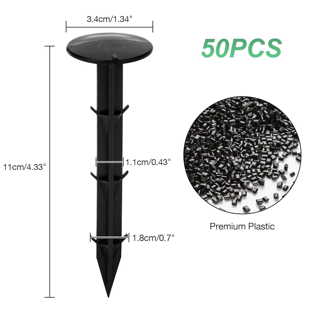 HASTHIP 50 Pcs Landscape Staples for Securing Landscape Fabric, Ground Cover or Drip Irrigation Tubing, Anti-UV Plastic Garden Stakes Staples Securing Pegs (11cm)