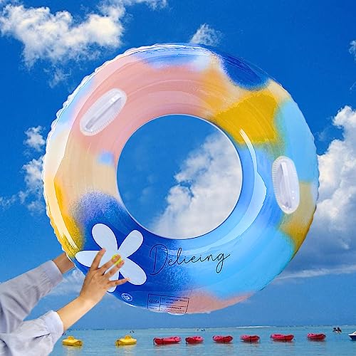 Optifit Inflatable Swimming Ring 75cm Durable Thickened PVC Float with Handles for Adults, Leakproof Water Tube for Pools & Beaches Enjoyable Summer Party Outdoor Water Toy