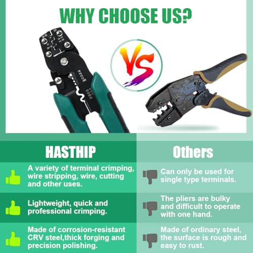 HASTHIP® 400PCS Electrical Crimping Connectors with Wire Crimper Tool 4 Sizes Insulated Wire Terminals Universal 22-10 AWG Connectors