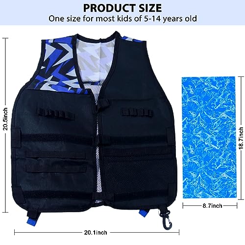 PATPAT® Tactical Vest Kit for Kids Nerf Gun Gear Boys Girls Guns Toys 6 Years Birthday Christmas Gifts Blue 3PCS