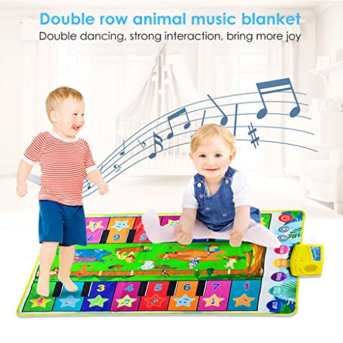 PATPAT Musical Mat for Kids, 36'' x 24'' Dual-Row Keyboard Floor Piano Mat with 16 Keys & 8 Instrument Sounds, Musical Mat Early Educational Toys Gifts for 2/3/4/5/6 Year Old Boys Girls