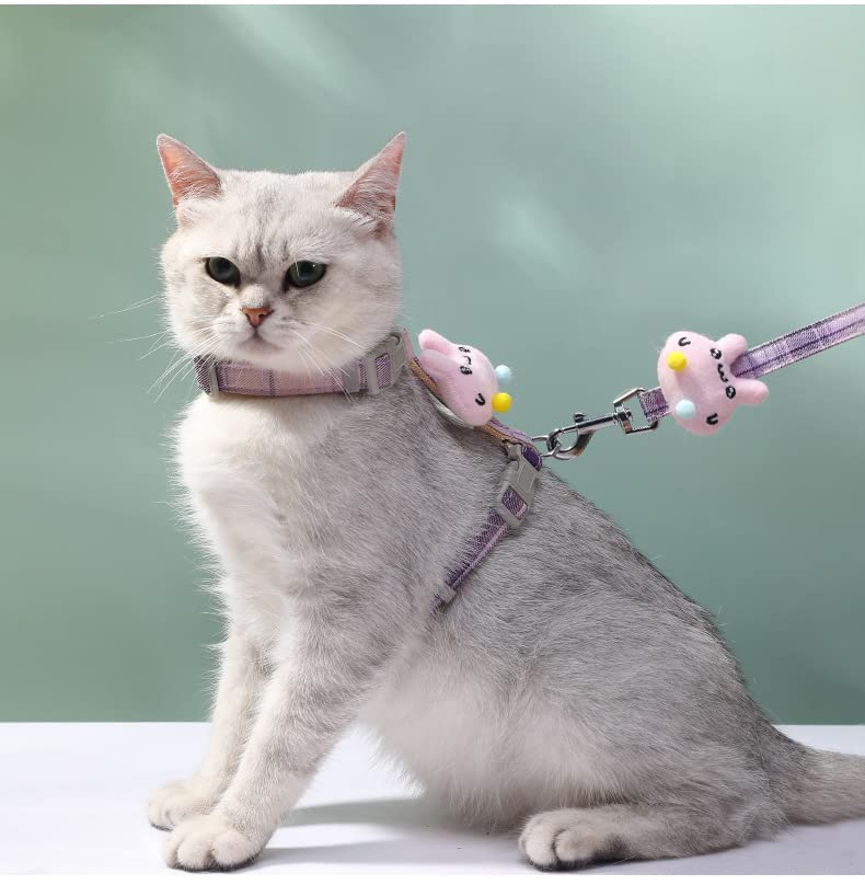 Qpets Cat Harness with Leash, Outdoor Cat Leash with Harness with Quick Release Buckle Adjustable for Small Medium Cats, Lightweight Soft Walking Travel Petsafe Harness(Size: S)
