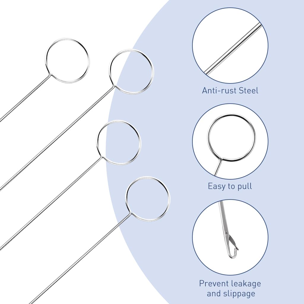 HASTHIP 4 PCS Sewing Loop Turner Hook, 10.4 Inch Loop Turner Needle Hook with Latch Tongue Crochet Tool Sewing Loop Turner Hook for Handmade Sewing Tools Silicone Beads Durable Metal