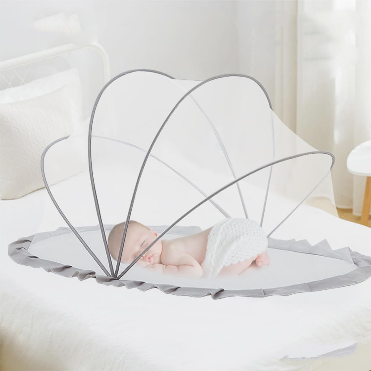 SNOWIE SOFT Mosquito Net for Baby, Foldable Baby Mosquito Net, Breathable and Transparent Mosquito Nets Canopy, Fits Most Cribs and Beds, Baby Mosquito Net for 0-5 Year Baby Newborn Baby Essentials