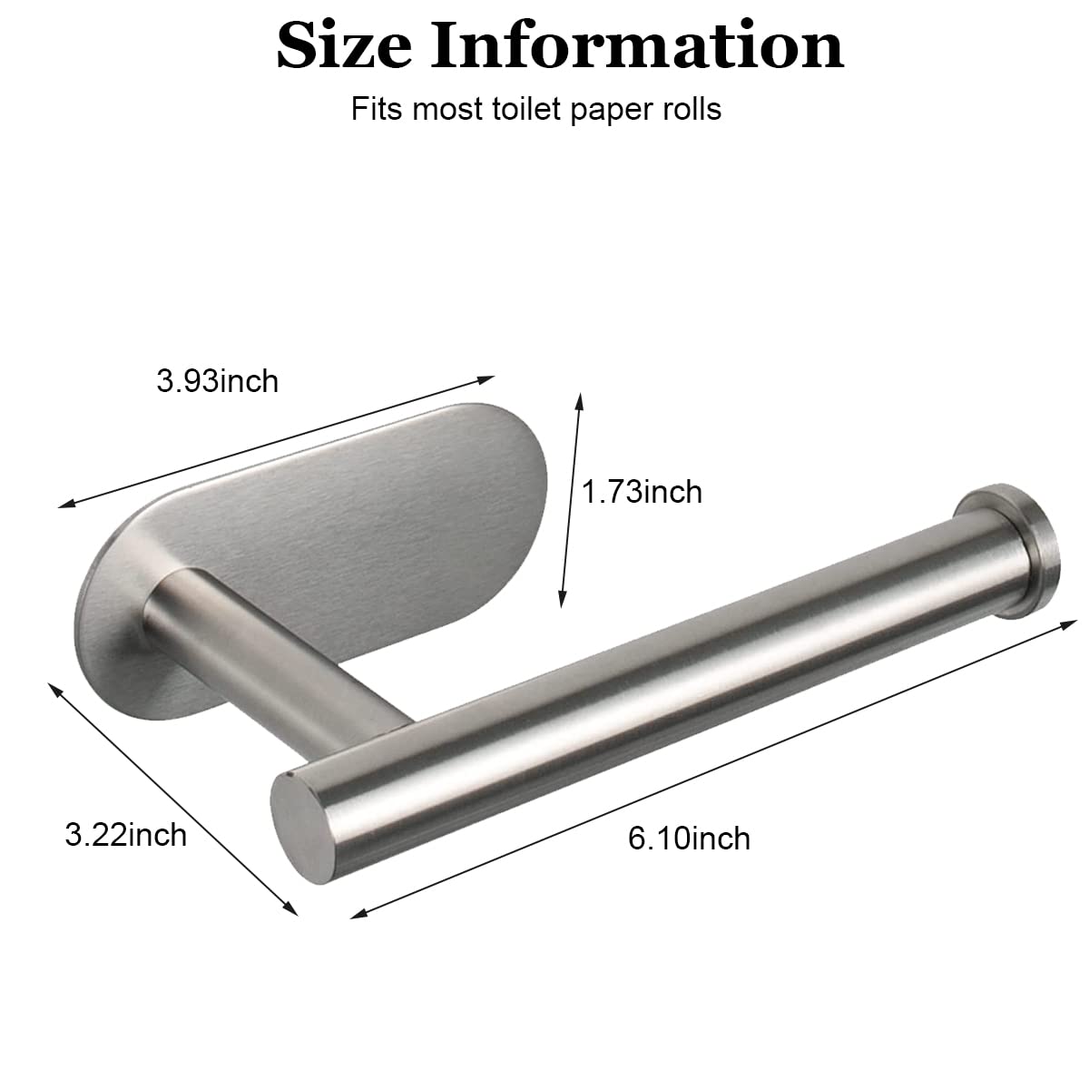 HASTHIP Toilet Paper Holder Self Adhesive, Thicken 304 Stainless Steel Rustproof Adhesive Toilet Roll Holder no Drilling for Bathroom, Kitchen, Washroom, Chrome Finish, 16 * 4.5 * 8.2CM (Silver)