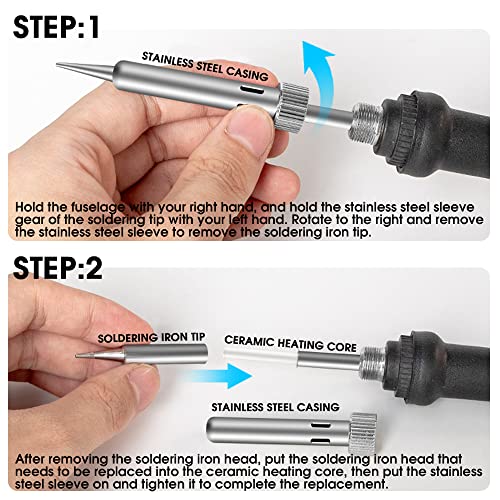 Serplex® Soldering Iron Kit 60 Watt 220V Machine Temperature Adjustable Bit Set with LCD Display Electric 5 Tips 3 PCS