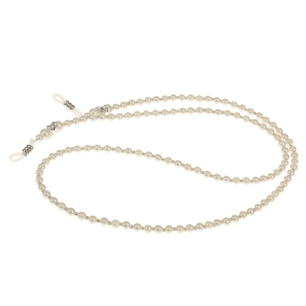 SANNIDHI Unisex Imitation Pearl Beaded Eyeglasses, Spectacles, Reading Glasses Chain Holder, Free Size (White)