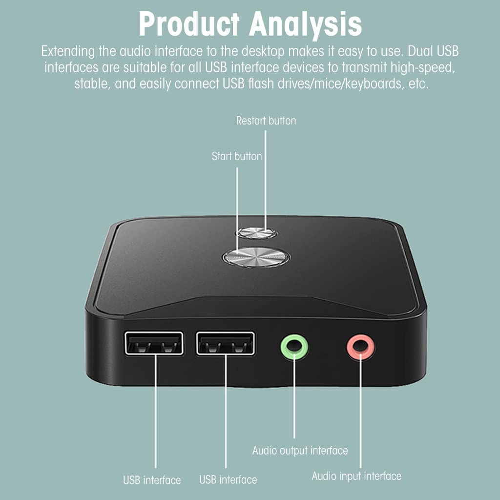 Verilux Desktop Computer Power Switch,Desktop Pc Power,Computer On/Off Switch,Push Button Cpu Power Switch Button,2 Usb Port&3.5Mm Audio Jacks 1.6M Cable Computer Host Modification Switch Power