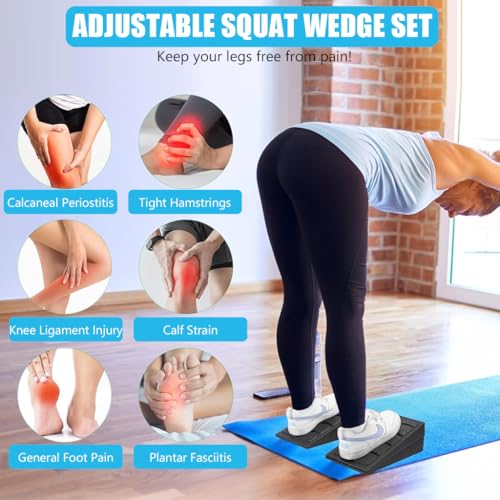Proberos® Squat Wedge Adjustable Slant Board for Squats and Calf Stretching Non-Slip Yoga Blocks Durable EPP Exercise Equipment Strength Training Versatile Fitness Accessories 2 PCS