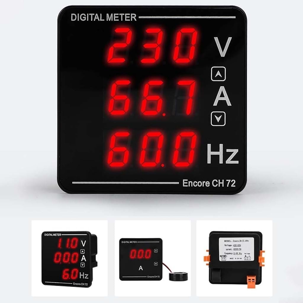 Serplex® Digital Multimeter 120A AC 50-500V LCD Display Digital Current Voltage Power Energy Multimeter Ammeter Voltmeter With Current Transformer 72 AC Voltage And Frequency Meter,Black