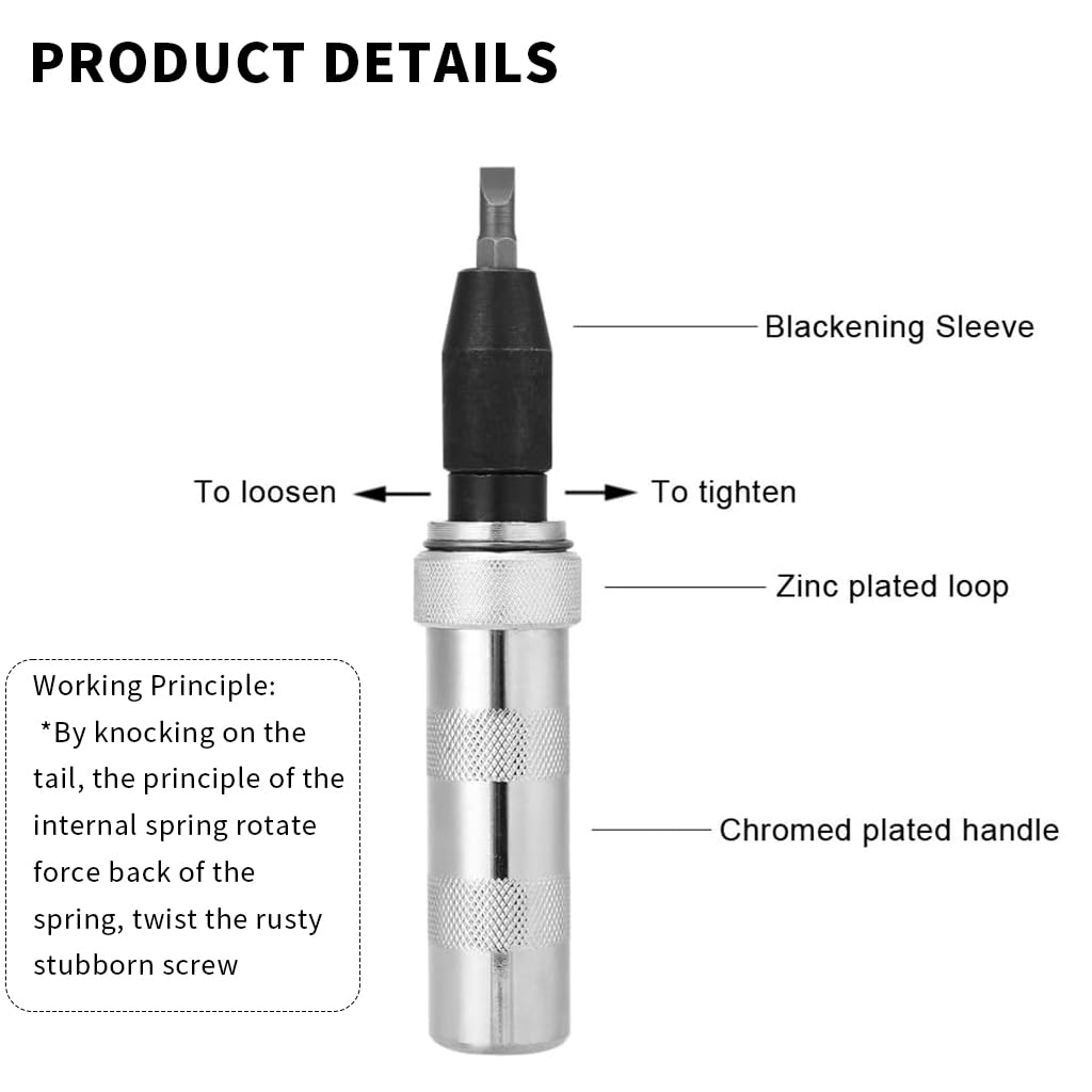 Serplex Impact Driver Kit Set of 7pcs Impact Driver Kit S2 Alloy Steel Impact Driver Bit Bolt Extractor Rust Screw Extractor Kit Impact Broken Screws Bolt Removal Tool Set