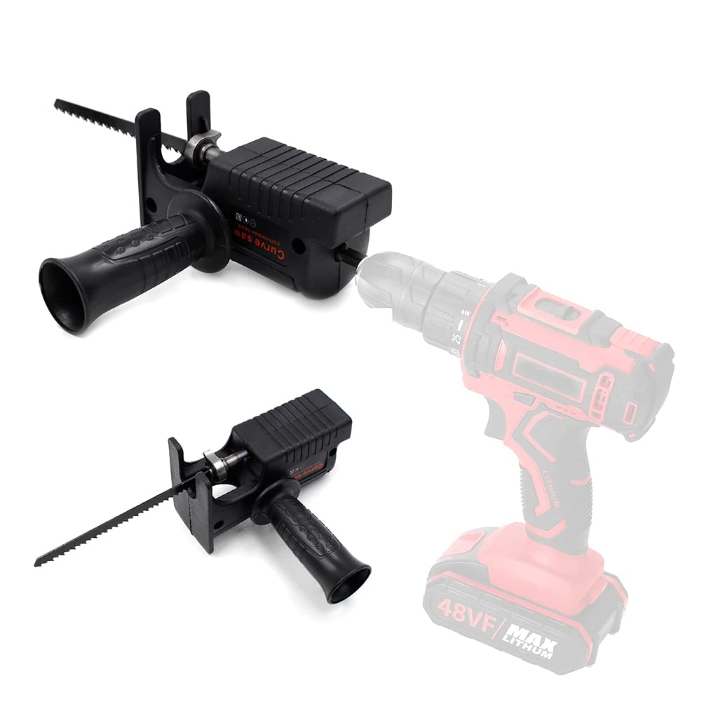 HASTHIP Electric Saws Accessory,Reciprocating Saw Adapter, Portable Electric Jig Saw for Wood Metal Cutting,Drill Machine Accessories,Woodworking Cutting Tool With 3 Sawblades