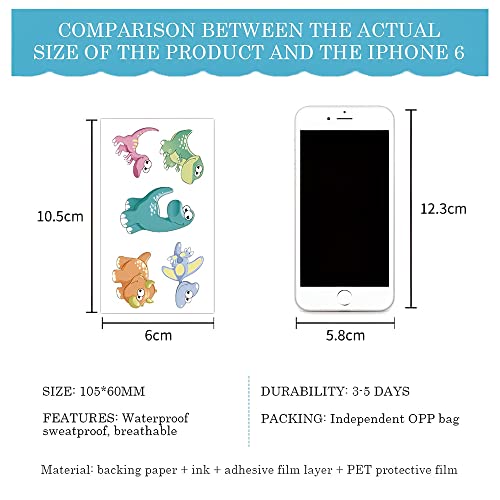 MAYCREATE 20 sheet Tatto Sticker for Kids,Kids Waterproof Temporary Tattoos for Birthday Parties,Group Activities,Cute Cartoon Dinosaur Tatto Sticker For Women