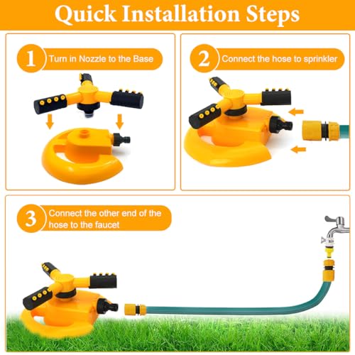 HASTHIP Water Sprinkler Porous Water Sprinkler Attachment Irrigation Sprinkler Large Area 360° Rain Fall Water Sprinkler for Lawn, Flower Bed, Bush Universal Water Sprinkler Head with Adapters