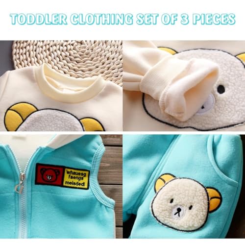 ZIBUYU Kids Winter Clothes for Boys, Girls Kids Sweatshirt Soft Toddler Clothing Set for Kids Sleeveless Jacket, Hoodie, Pants Toddler Winter Dress Set of 3 Pieces 100cm (2-3 Years Old)