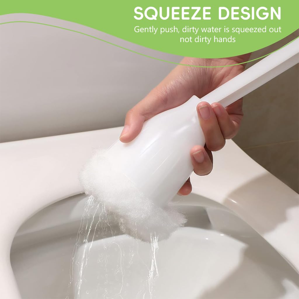 HASTHIP 2 Pack Toilet Brush Set, Scratch Free Toilet Cleaning Brush, Soft Nylon Commode Cleaning Brush Easily Clean Toilet, Compact Size for Storage and Organization (White)