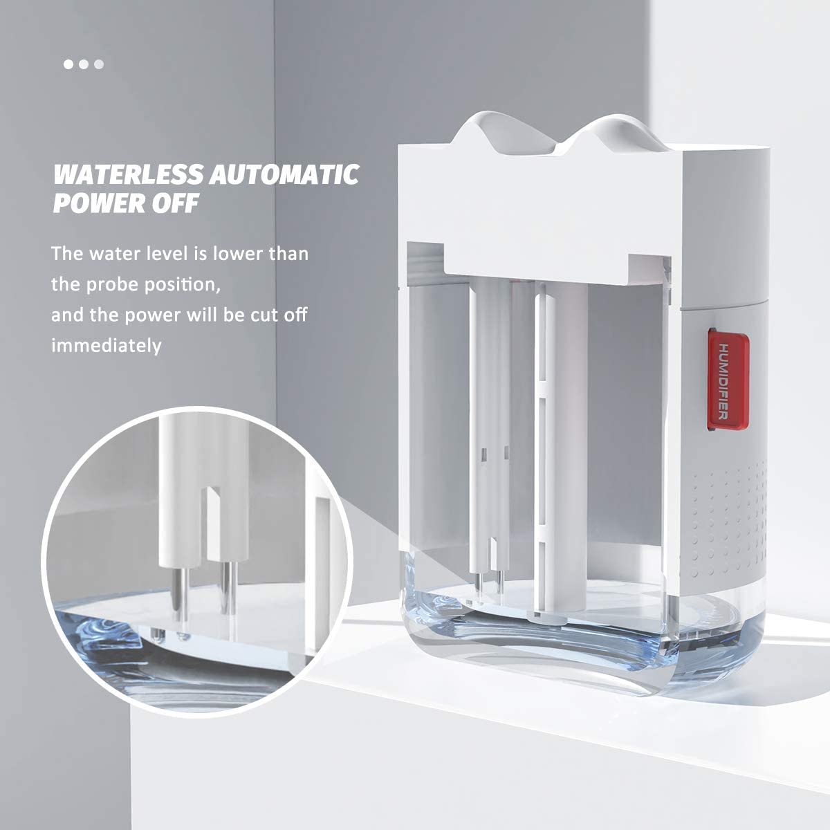 HANNEA 500ml Mini Silent Humidifier Household Car Humidifier Desktop Humidifier with Atmosphere Light Car Office Kids Room Bedroom Auto Shut-Off, 2 Spray Modes,LED (white)