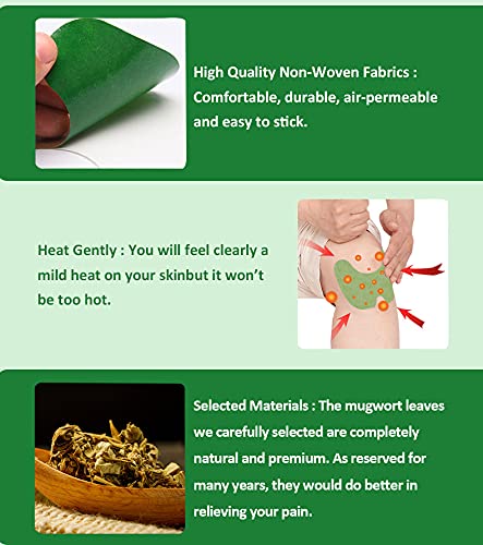 HANNEA 12Pcs Knee Pain Relief Patches, Wormwood Pain Relieving Patches, Relieve Knee Pain Wormwood Heat Patch for Knee Joint Pain Relief Neck Shoulder Muscle Soreness Patch