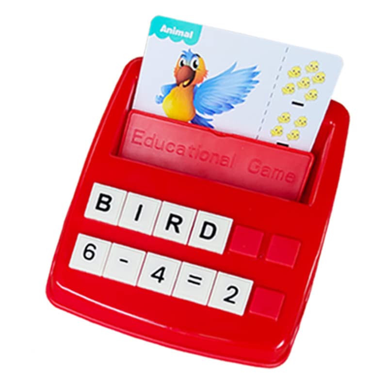PATPAT Spelling Puzzle Game, Matching Letters Toy with Flash Cards Words, Montessori ABC Alphabet Mathatic Learning Educational Puzzle Gift for Preschool Boys Girls Kids Age 3-5 Years Old (Red)