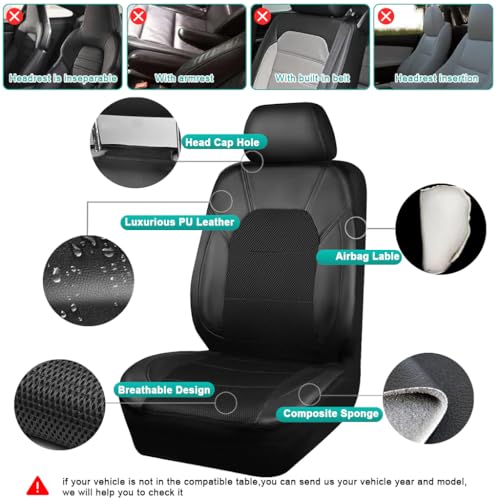 STHIRA® Leather and 3D Air Mesh Universal Fit Car Seat Covers, for Sedans,Trucks,Suvs,Airbag Compatible,Zipper Design and Reserved Opening Holes for Headrest