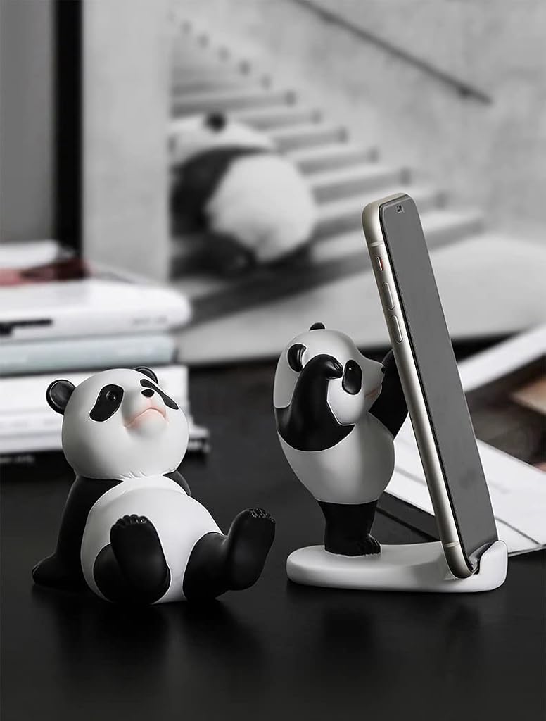 ZIBUYU® Phone Stand Desk Accessories Resin Panda Figurines Home Decor Decorative Tabletop Ornaments Cute Phone Holder