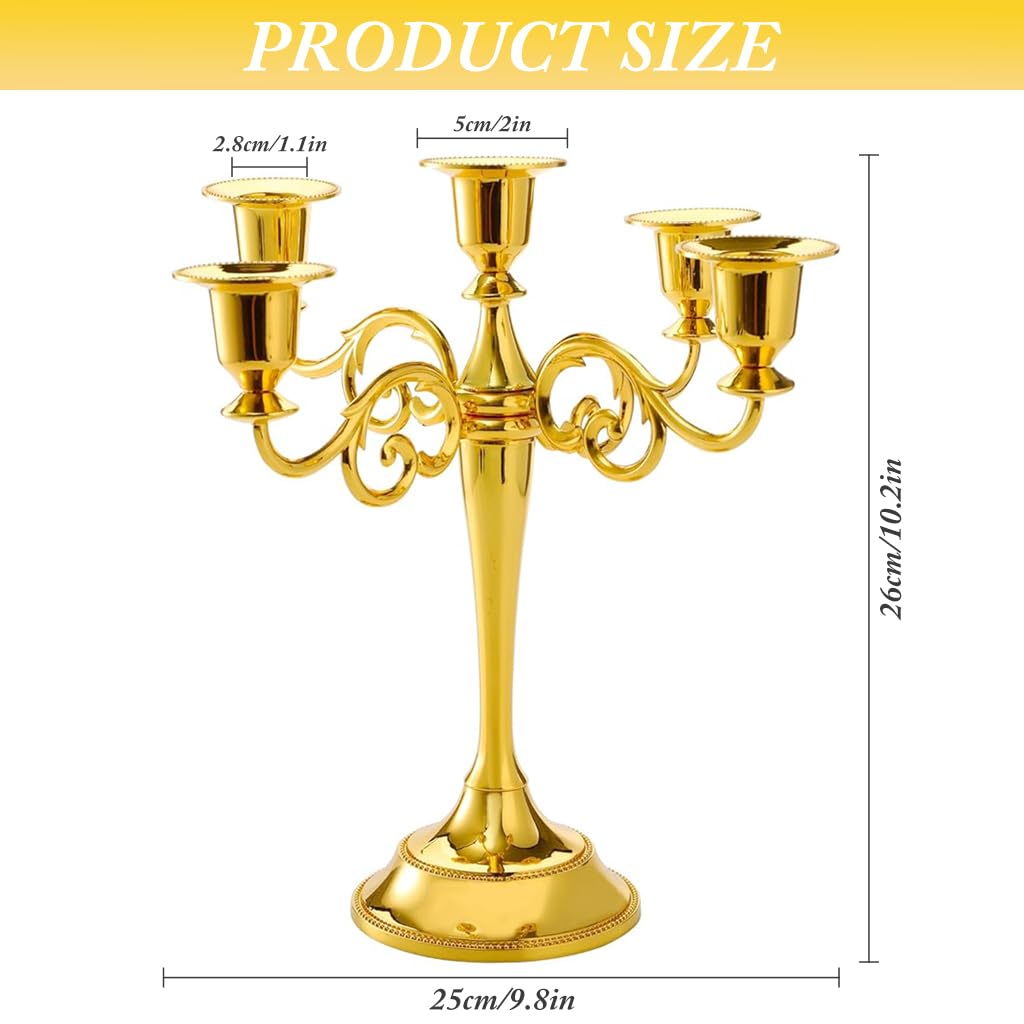 HASTHIP Luxury Candelabrum Golden Metal Candle Holder Multi-Candle Holder Dinning Table Decorative Tea Candle Holder for Wedding, Home Decor, Festival, Banquet