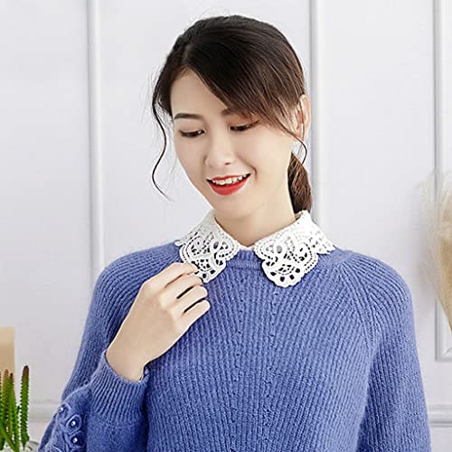 PALAY Fake Collar White Detachable Fake Shirt Collar Floral Lace Blouse Half Shirts for Women Girls Elegant Collar Shirt False Collar for Dress Tops
