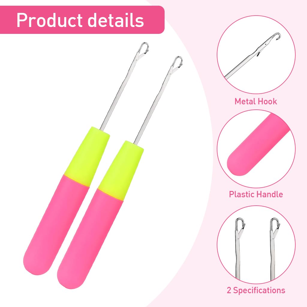 HASTHIP 2Pcs Dreadlock Crochet Hooks Latch Hook Crochet 0.2in / 0.15in Dreadlock Crochet Hooks with Golden Silver Dreadlock Braids Charms Crown Hollow Out Braids Charms