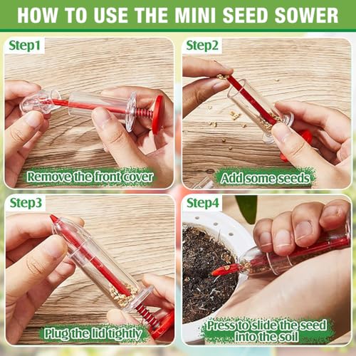 HASTHIP® Mini Seed Spreader Set Gardening Pot Seeding Tool Kit Planter Manual Seedlings Dibber Widger Sowing for Carrot Lettuce Spinach 12PCS