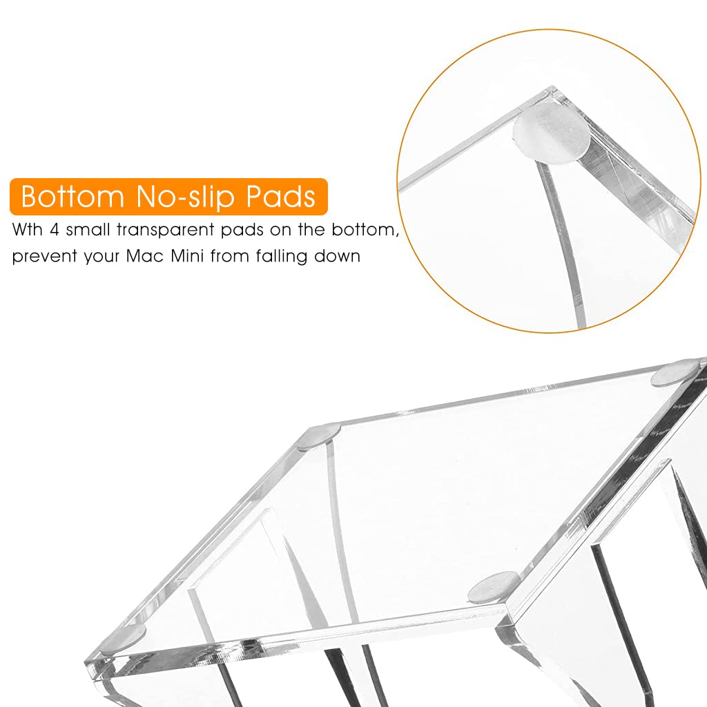 ZORBES Mac Mini Stand Mac Mini Mount Desktop Stand for Apple Mac Mini 2010-2020 Clear Acrylic Organizer Wall Mount Mac Mini Holder Under Desk Mount Dock for Apple Mac Mini