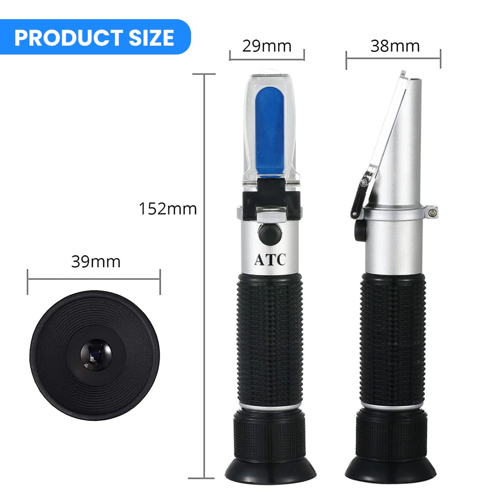 ZORBES Refractometer for Wine Beer Brewing with ATC and Dual Scale of Brix 0-40% and Alcohol 0-25% vol, Refractometer for Measuring Sugar Content in Grape Juice & Predicting Wine Alcohol Degree